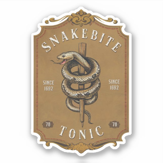 Snakebite Tonic Vintage Label Sticker (Front)