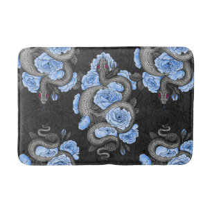 Snakes and blue roses bath mat