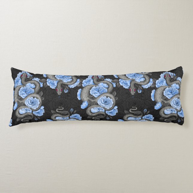 Snakes and blue roses body cushion (Front)