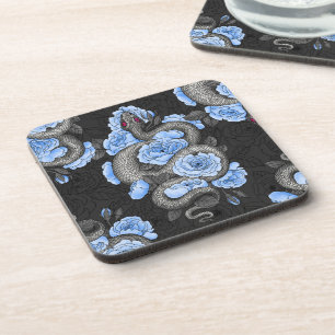 Snakes and blue roses coaster