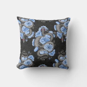 Snakes and blue roses cushion
