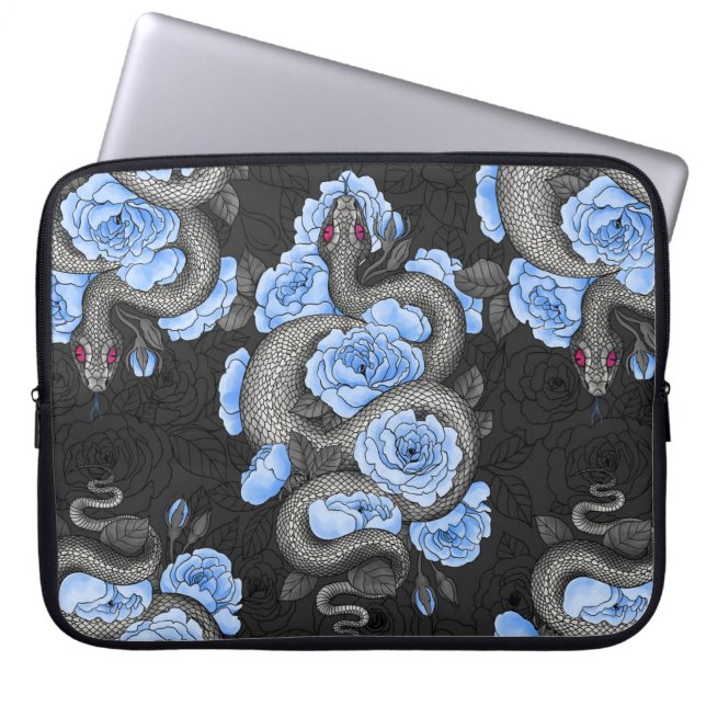 Snakes and blue roses laptop sleeve (Front)