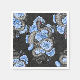 Snakes and blue roses napkin