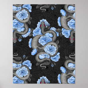 Snakes and blue roses poster