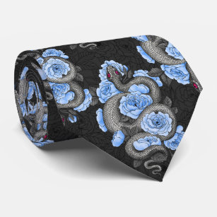 Snakes and blue roses tie