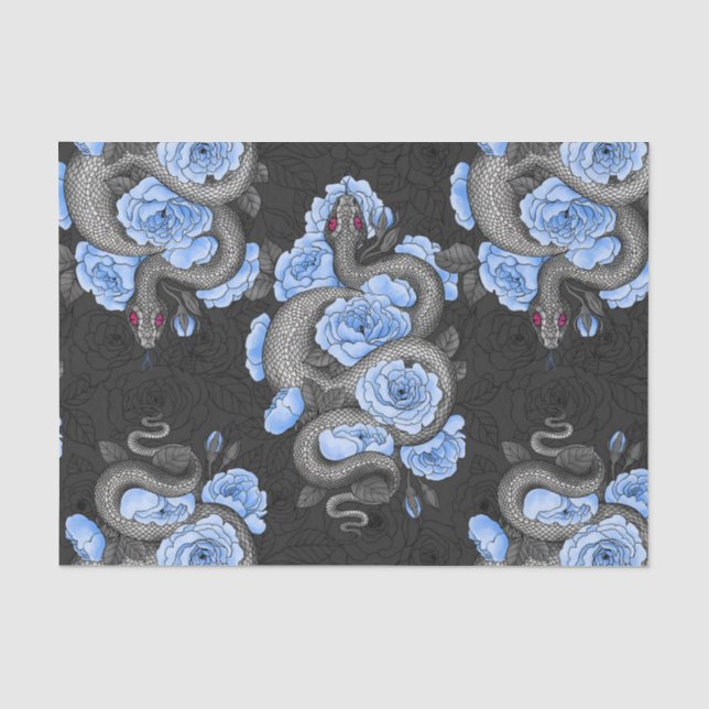 Snakes and blue roses tissue paper (Front)