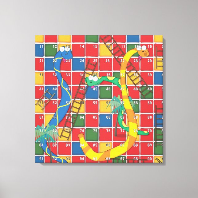 Snakes and Ladders cartoon board game Canvas Print (Front)