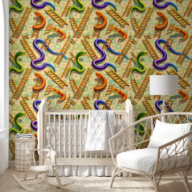 Snakes and ladders classic board game pattern colo wallpaper (Kids)