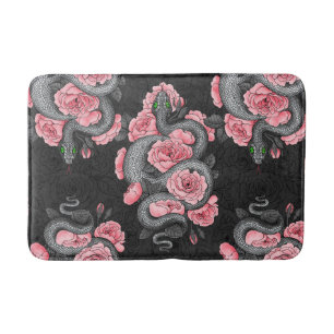 Snakes and peach roses bath mat