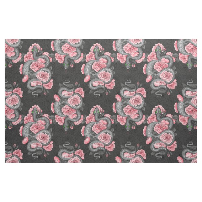 Snakes and  peach roses fabric (Fat Quarter)