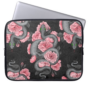 Snakes and  peach roses laptop sleeve