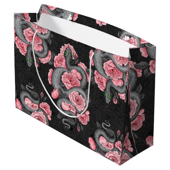 Snakes and  peach roses large gift bag (Back Angled)