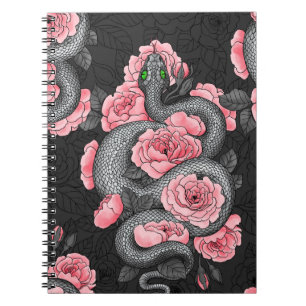 Snakes and  peach roses notebook