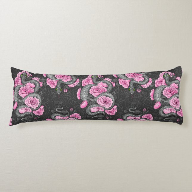 Snakes and pink roses body cushion (Front)