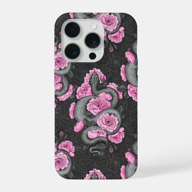 Snakes and pink roses iPhone case (Back)