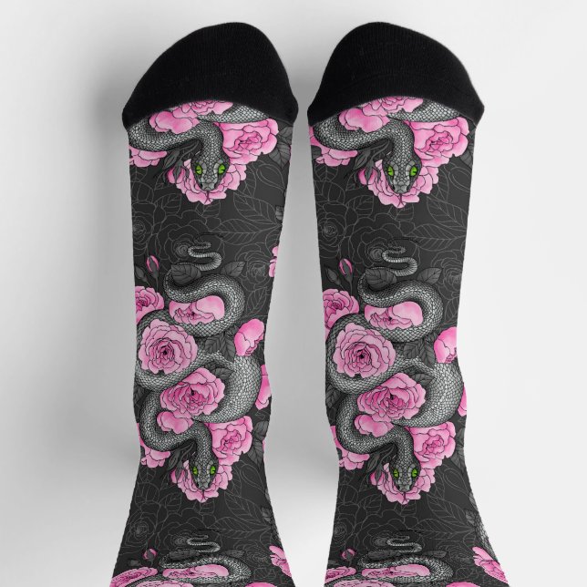 Snakes and pink roses socks (Top)