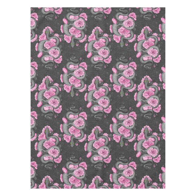 Snakes and pink roses tablecloth (Front)