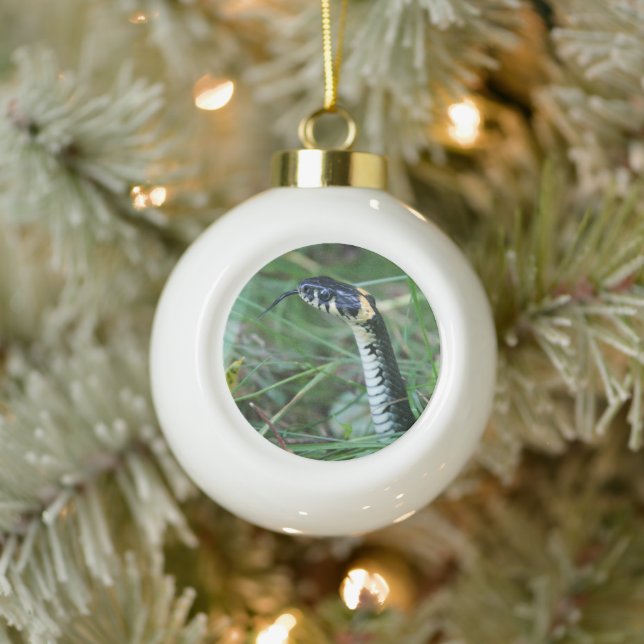 Snake's Head Ceramic Ball Christmas Ornament (Tree)