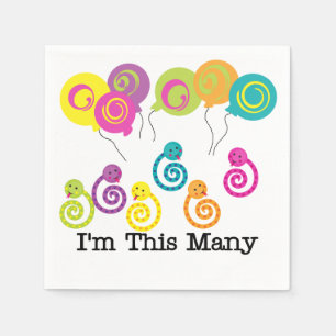 Snakes I'm This Many 6th Birthday Paper Napkins