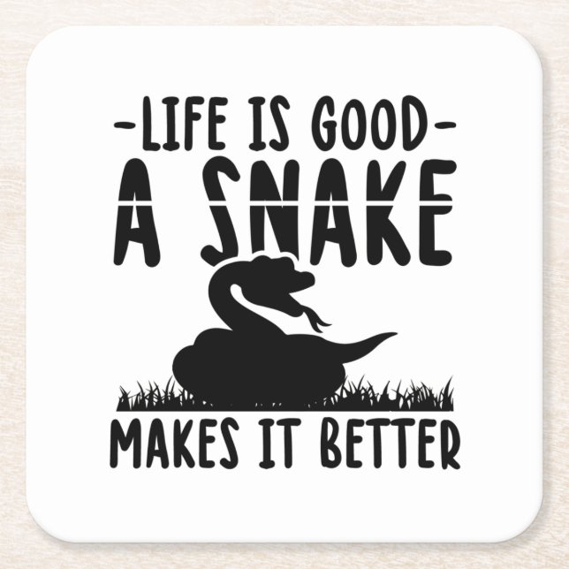 Snakes Life | Reptiles Pets Gift Idea Square Paper Coaster (Front)