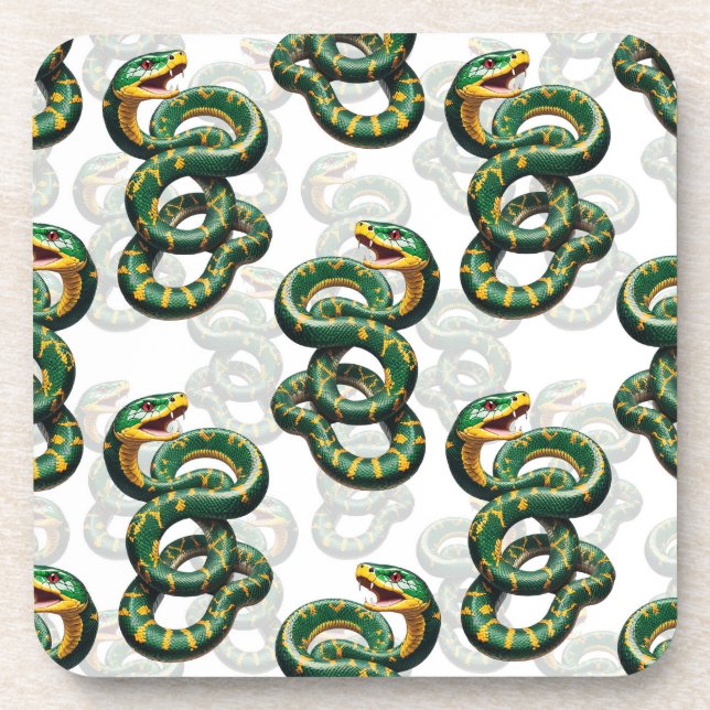 Snakes Pattern Design - White  Coaster (Front)