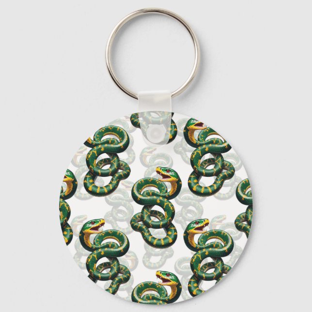 Snakes Pattern Design - White  Key Ring (Front)