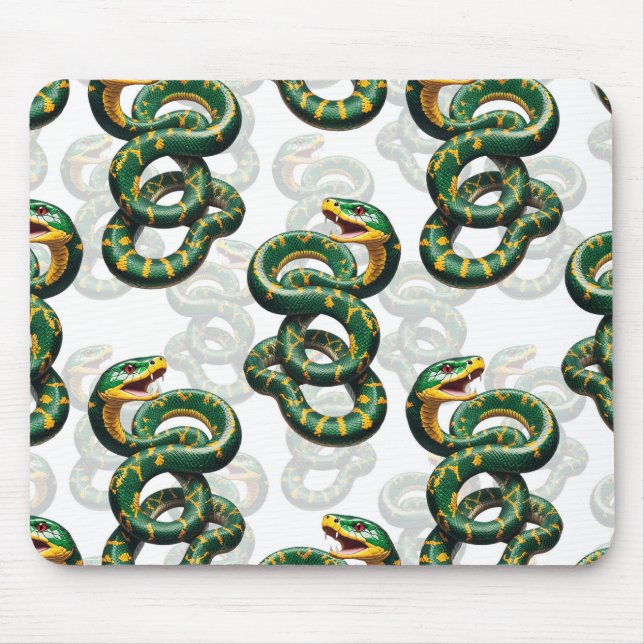 Snakes Pattern Design - White  Mouse Mat (Front)
