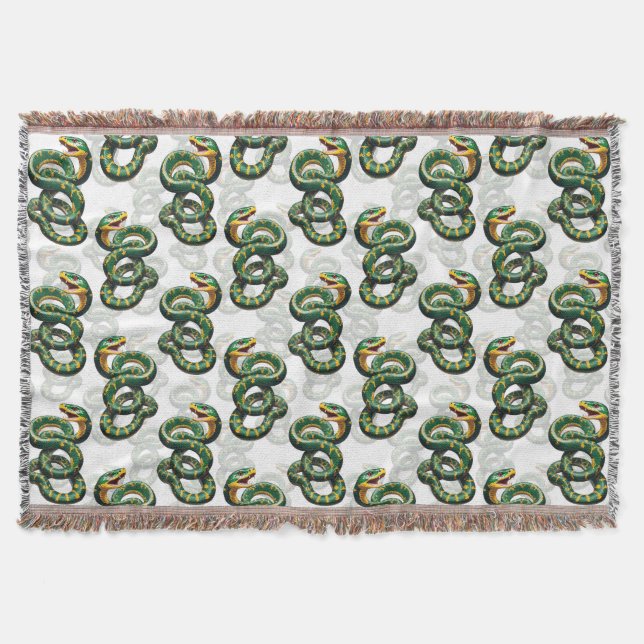 Snakes Pattern Design - White  Throw Blanket (Front)