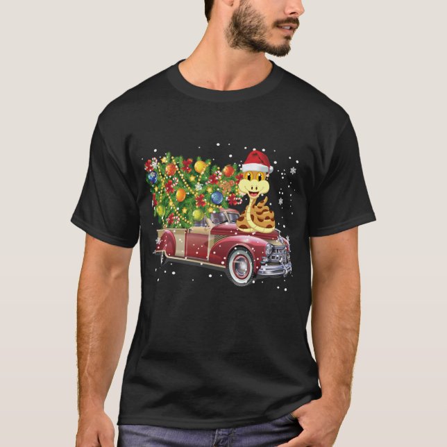 Snakes Rides Red Truck Christmas Tree Xmas Gifts T-Shirt (Front)