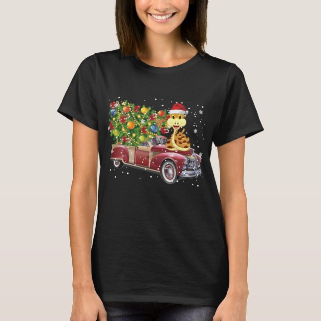 Snakes Rides Red Truck Christmas Tree Xmas Gifts T-Shirt (Front)