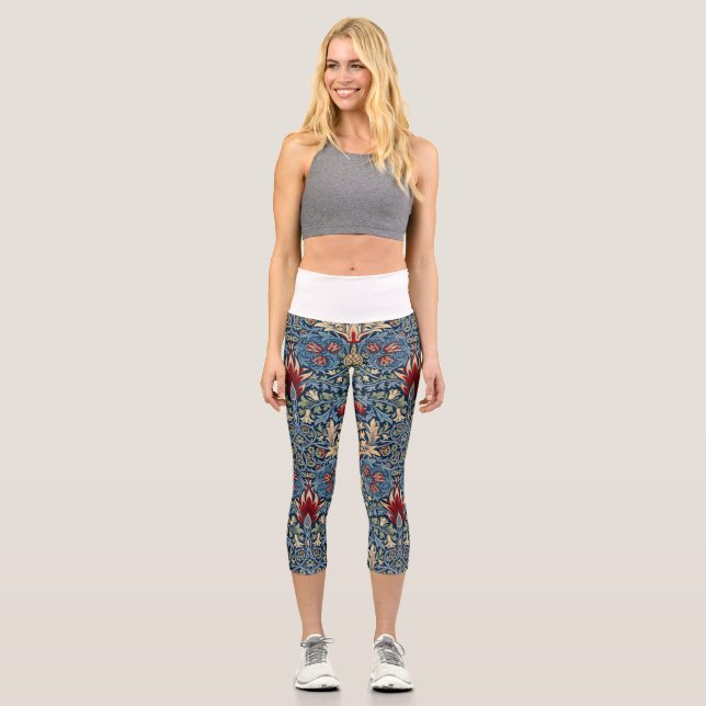 Snakeshead, Flower Wallpaper by William Morris Capri Leggings (Front)