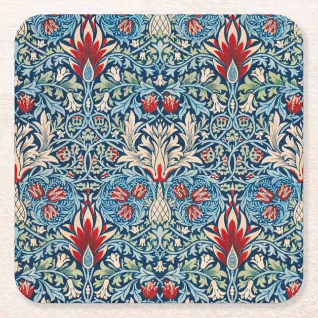 Snakeshead, William Morris Square Paper Coaster (Front)