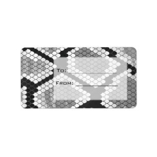Snakeskin Grey, White, and Black Monogrammed Label