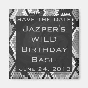 Snakeskin Grey, White, and Black Monogrammed Magnet