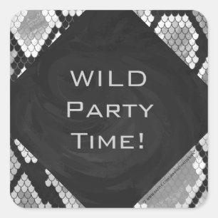 Snakeskin Grey, White, and Black Monogrammed Square Sticker