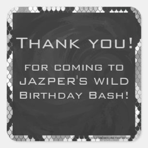 Snakeskin Grey, White, and Black Monogrammed Square Sticker