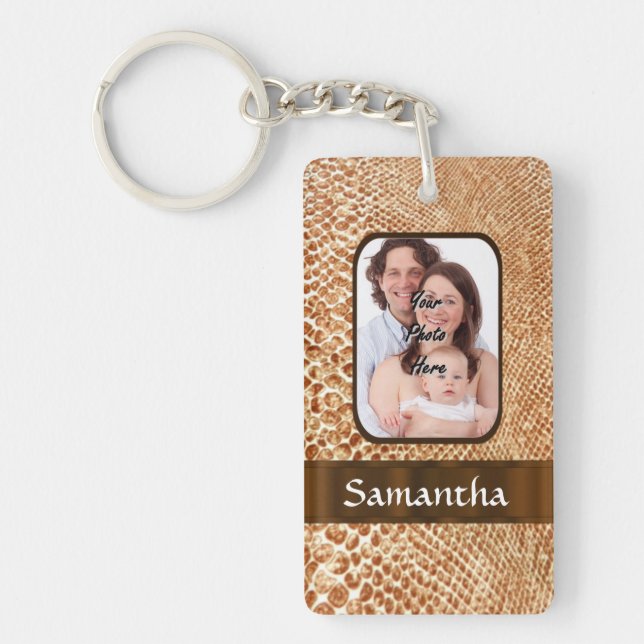 Snakeskin look custom photo key ring (Front)