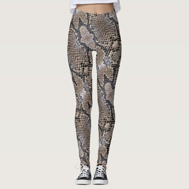 Snakeskin Look in Greys and Silvers Leggings (Front)