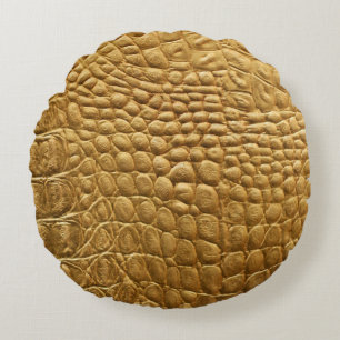 Snakeskin Texture: Wild Background Design. Round Cushion