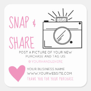 Snap and Share Camera Heart Social Media Business Square Sticker