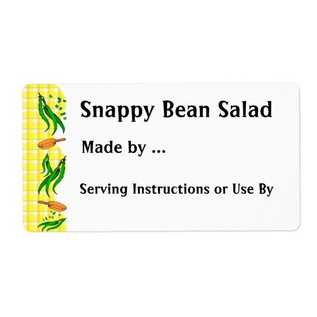 Snap Beans Custom Canning or Freezer Labels (Front)