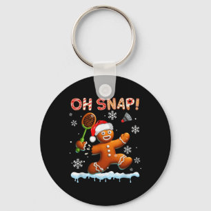 Snap Chrismas Gingerbread Broken Playing Badminton Key Ring