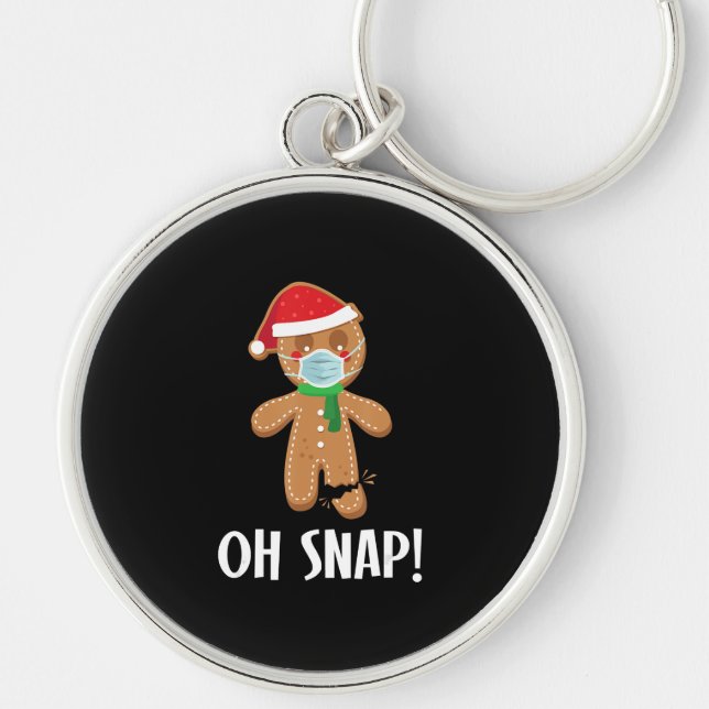 Snap Christmas Ginger Bread Man Mask Holiday Gift Key Ring (Front)