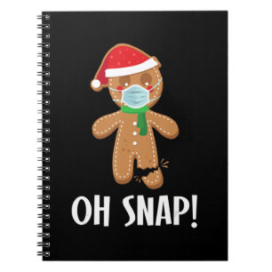 Snap Christmas Ginger Bread Man Mask Holiday Gift Notebook