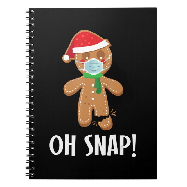Snap Christmas Ginger Bread Man Mask Holiday Gift Notebook (Front)