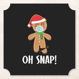 Snap Christmas Ginger Bread Man Mask Holiday Gift Paper Coaster