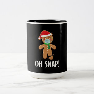 Snap Christmas Ginger Bread Man Mask Holiday Gift Two-Tone Coffee Mug