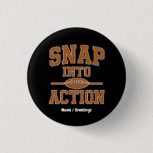 Snap Into Action Retro Football Game Day Design 3 Cm Round Badge