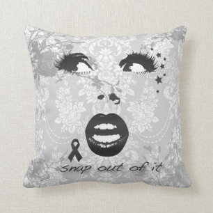 Snap out of it Jane! Graphic face pillow. Grey. Cushion