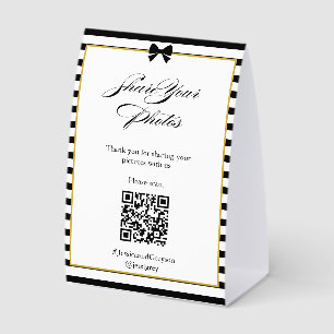 Snap Share Elegant Black White Stripes Wedding